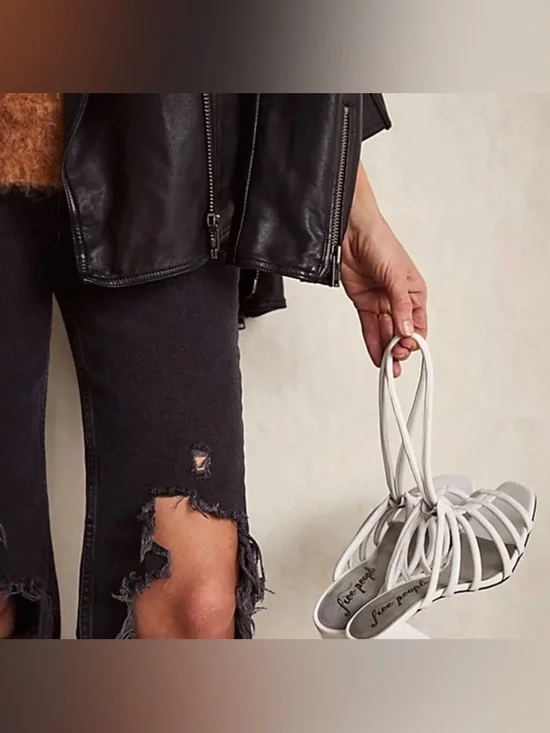 Free People Bone Maddox Lug Sole Women’s Block Heel Mule Sandal Size 38/ 7.5 - Picture 2 of 10